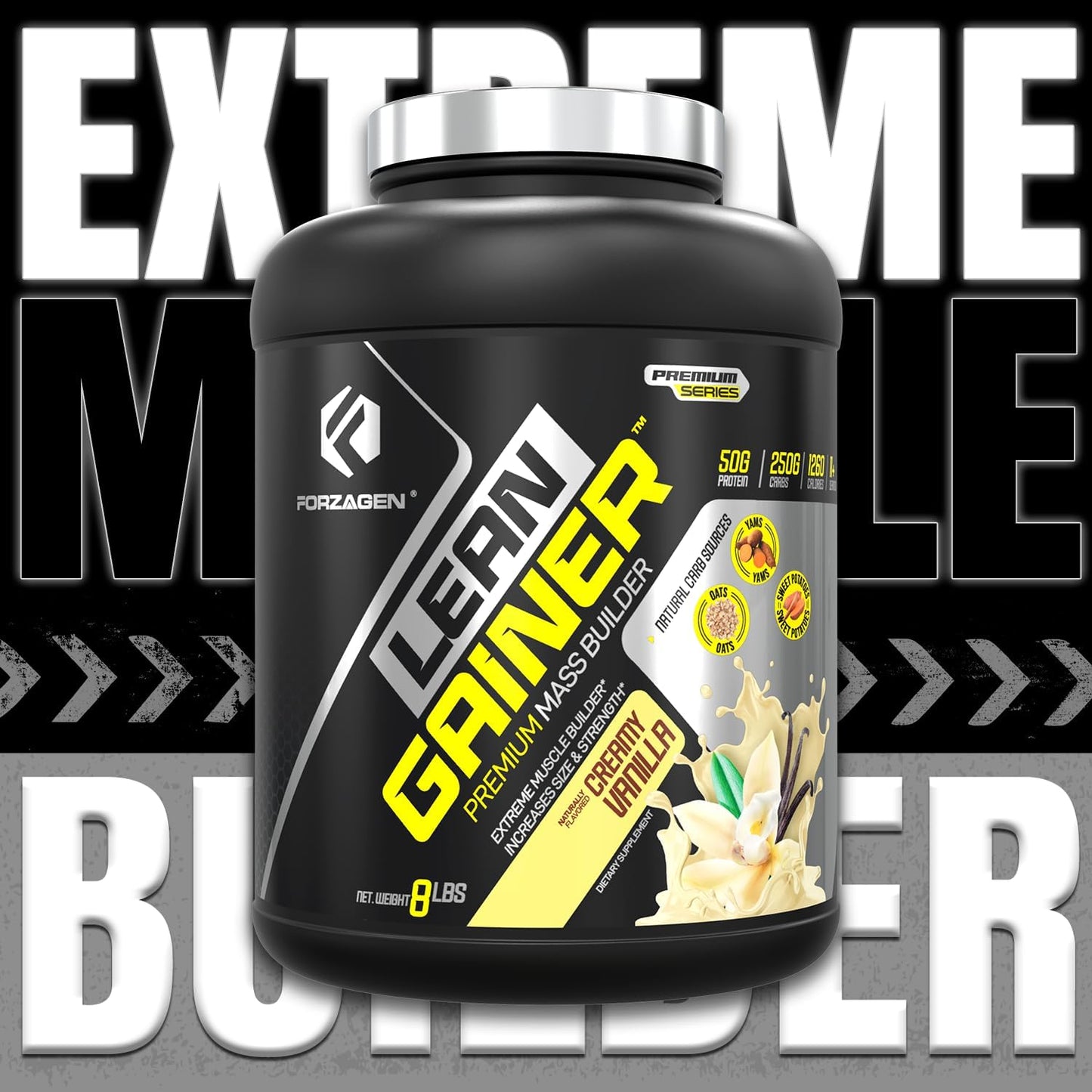 Forzagen Lean Gainer Premium Mass Builder Vanilla - 8 lbs - High Calorie Protein Powder for Men & Women - Muscle Building Supplement - Weight Gain & Bulk