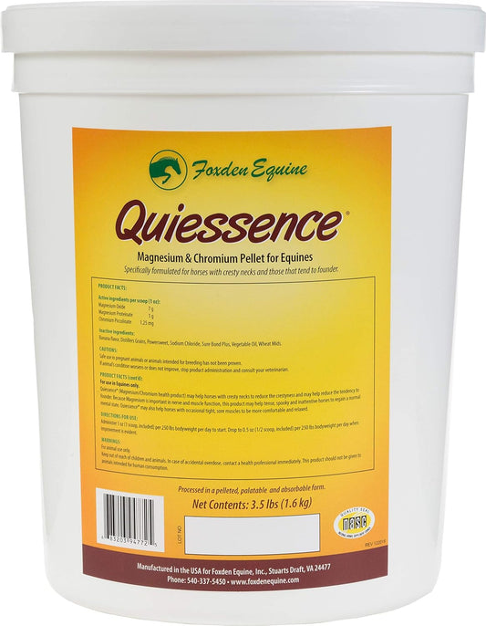 Foxden Equine Quiessence Supplement - 3.5lb Jar for Horse Calming and Behavior Support