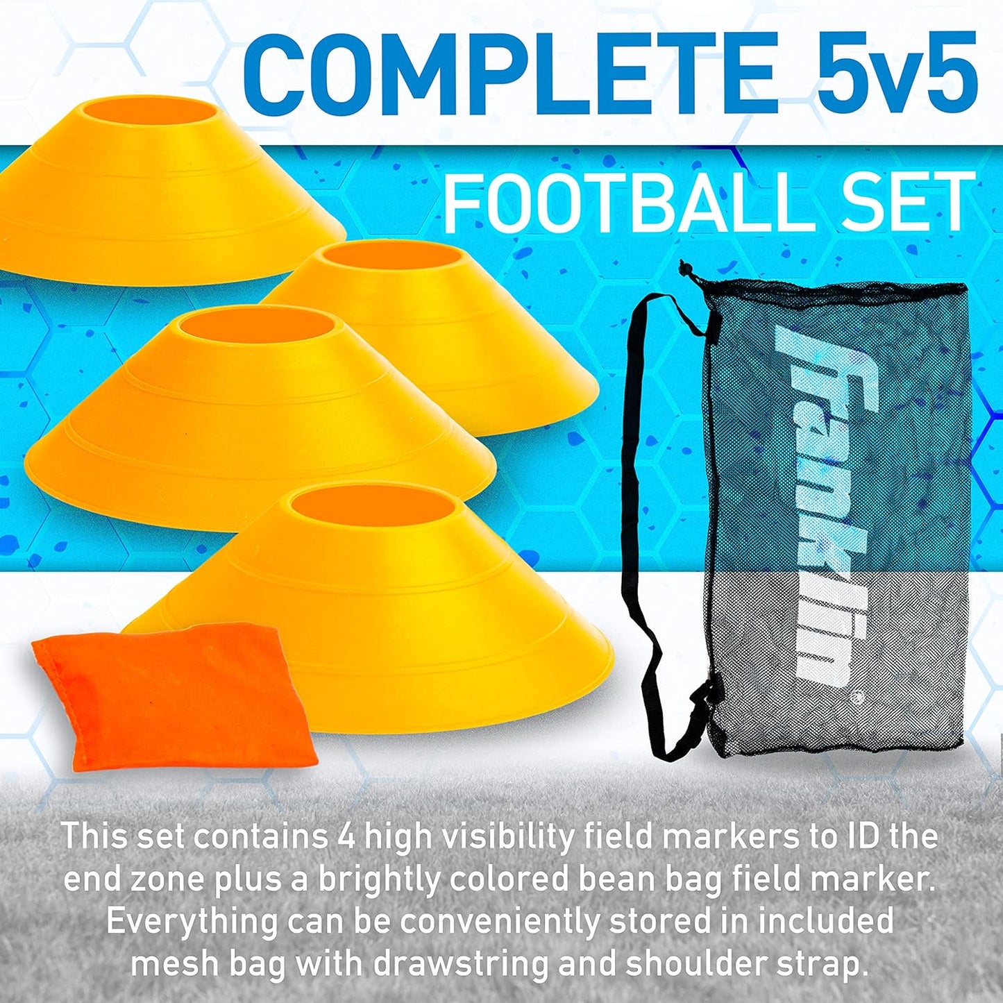 Franklin Sports 10 Player Flag Football Set for Adults and Youth - Includes Belts, Cones, and Field Marker - 5 v 5 Game Equipment