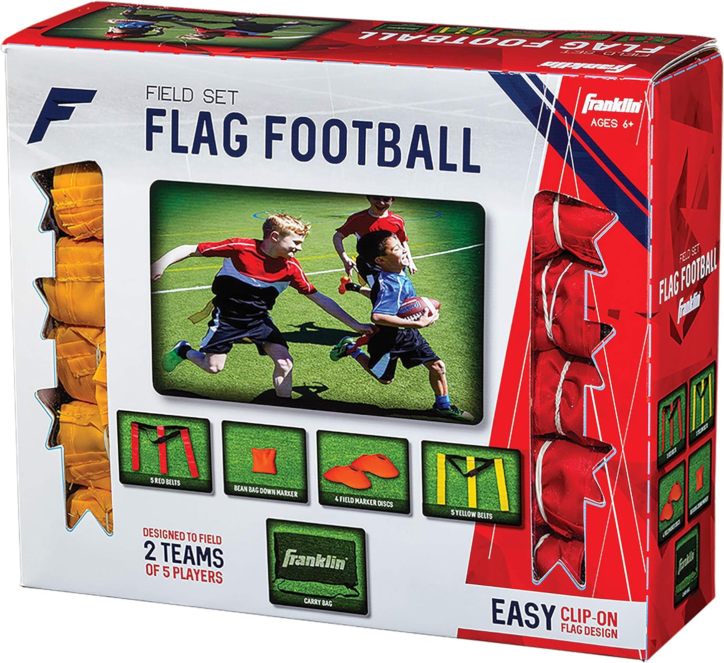 Franklin Sports 10 Player Flag Football Set for Adults and Youth - Includes Belts, Cones, and Field Marker - 5 v 5 Game Equipment