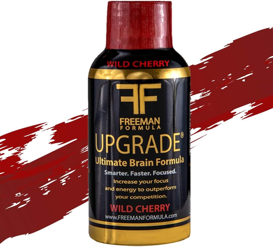 Freeman Formula Brain Upgrade Supplement - Boosts Memory, Focus, and Clarity - AAKG with Beta Alanine, Alpha GPC, Green Tea, Ginkgo Biloba - 2 Fl oz (12 Pack)