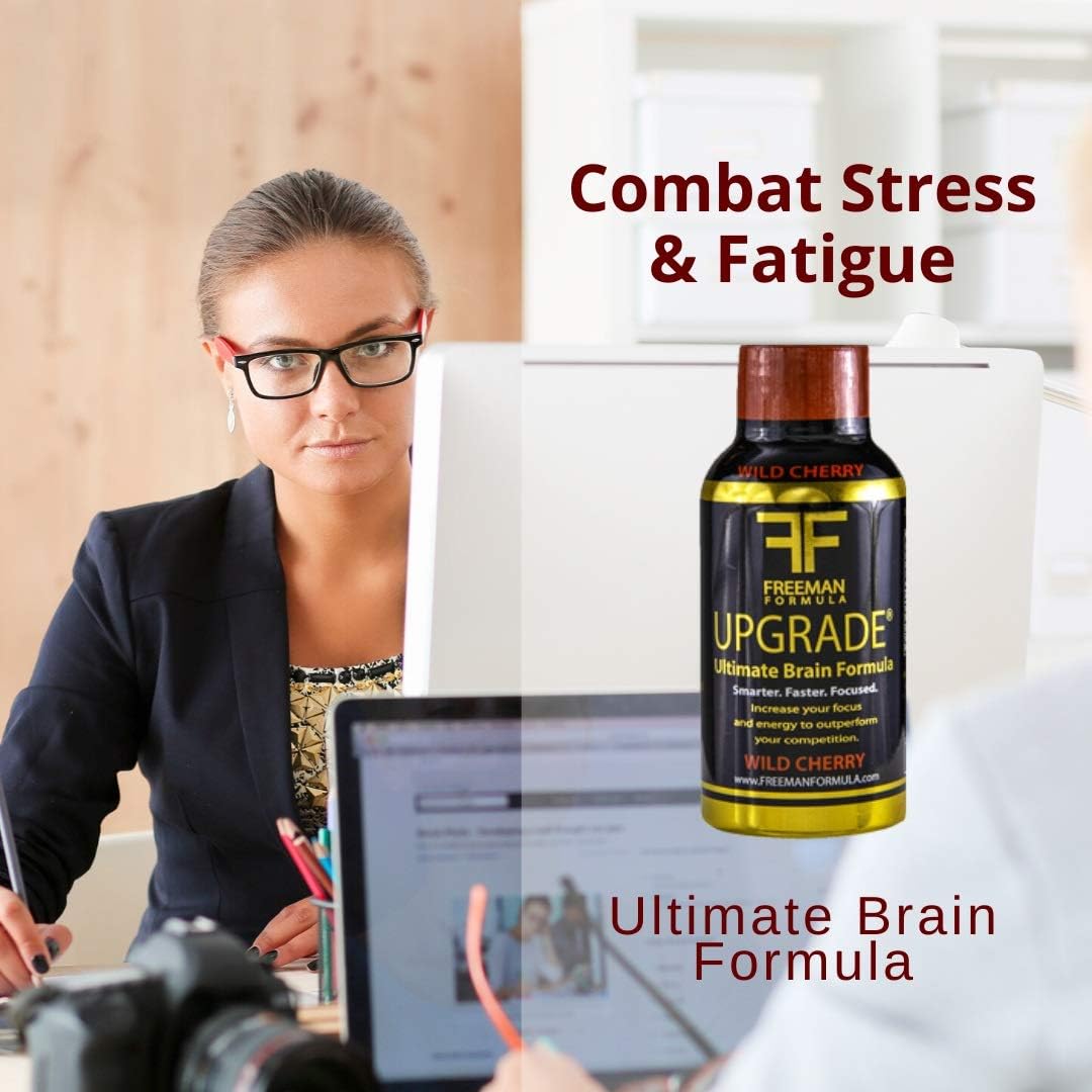 Freeman Formula Brain Upgrade Supplement - Boosts Memory, Focus, and Clarity - AAKG with Beta Alanine, Alpha GPC, Green Tea, Ginkgo Biloba - 2 Fl oz (12 Pack)