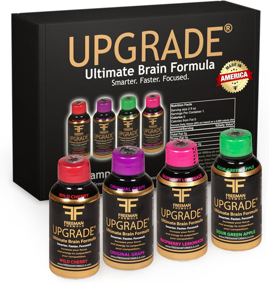 Freeman Formula Upgrade Liquid Energy Shot Brain Supplement - Nootropic Focus Booster with Mood Enhancement and Stress Relief - Assorted Flavors - 1.8 FL oz