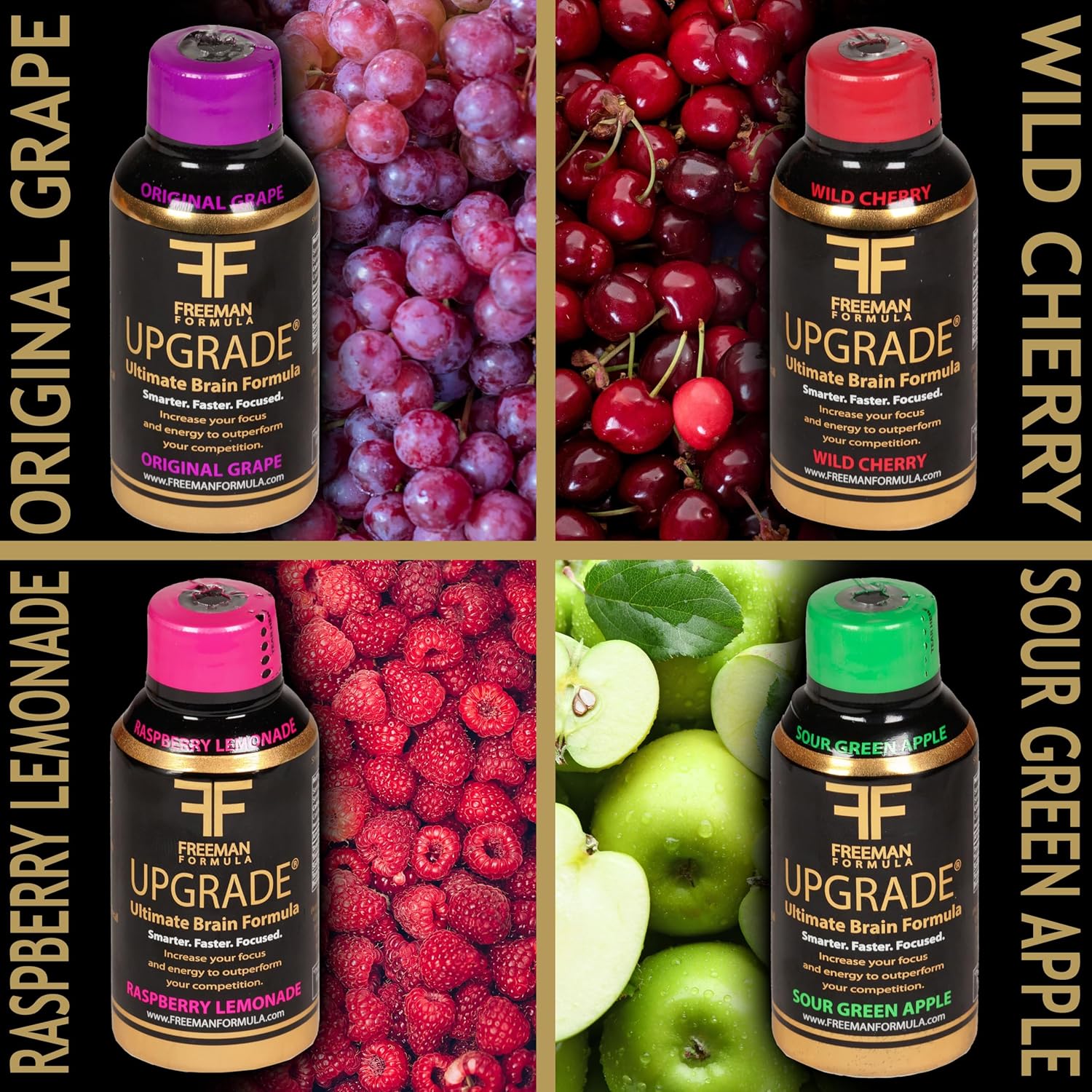 Freeman Formula Upgrade Liquid Energy Shot Brain Supplement - Nootropic Focus Booster with Mood Enhancement and Stress Relief - Assorted Flavors - 1.8 FL oz