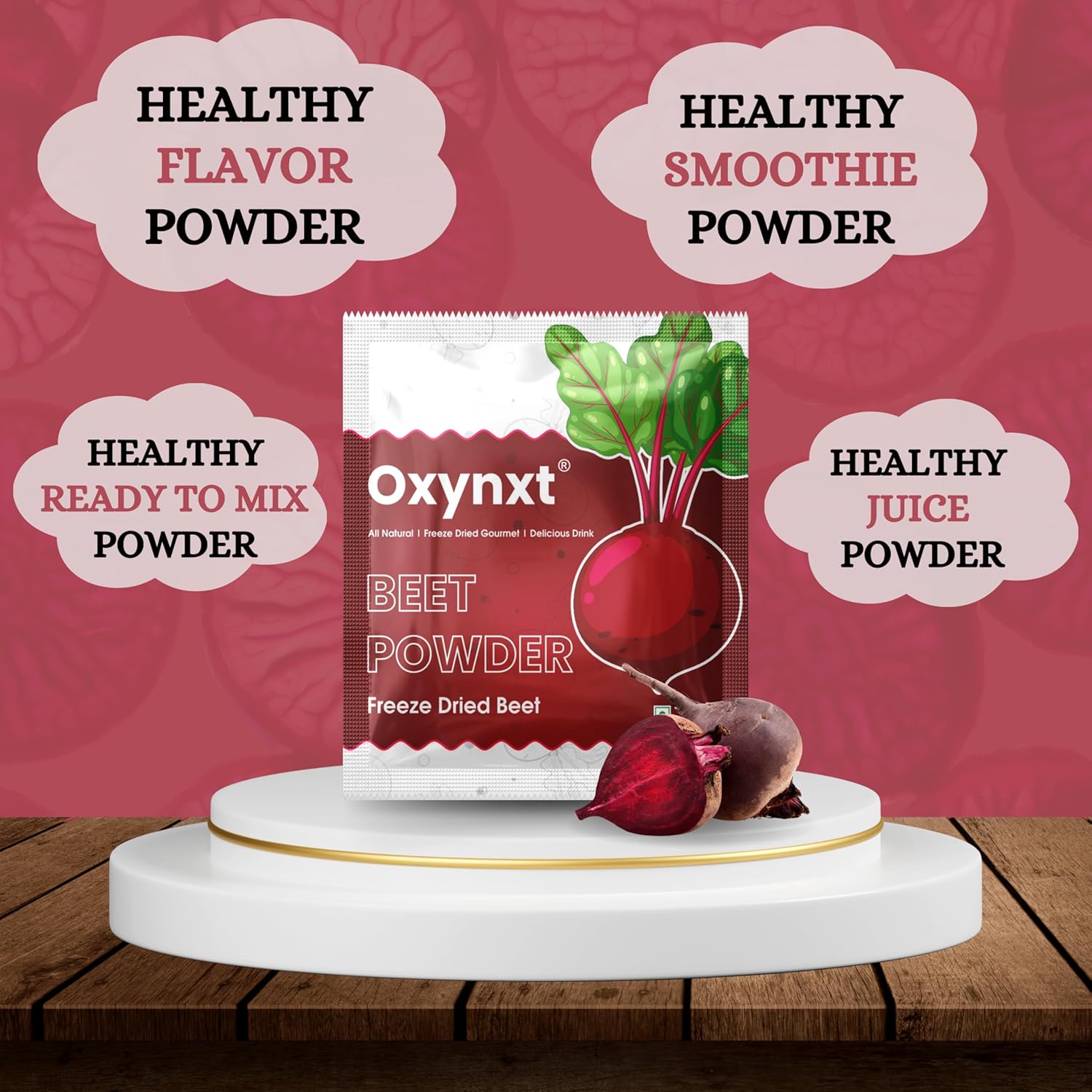 Freeze-Dried Beet Powder Sachets (70g) - 10 Single-Serve Packs | Natural Energy Boost for Smoothies | Non-GMO, Vegan, Gluten-Free Superfood