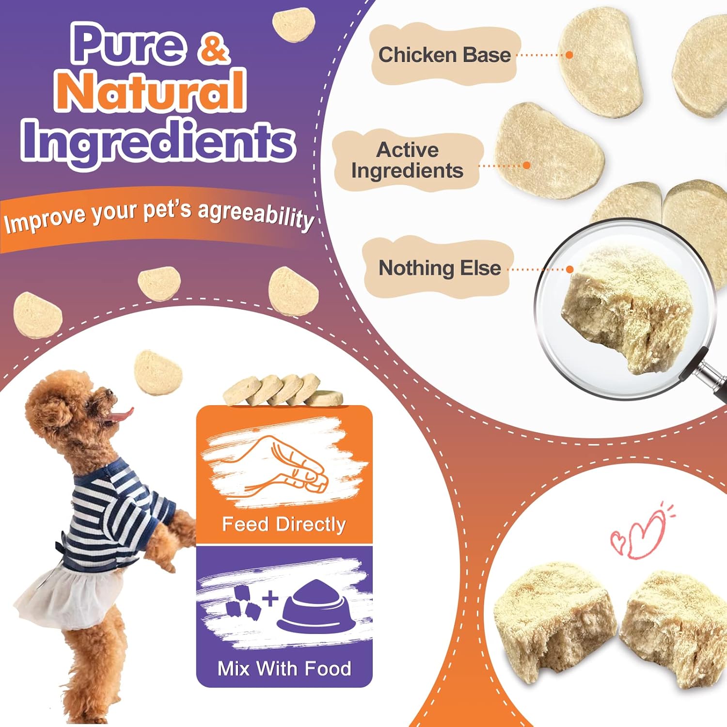 Freeze-Dried Dog Probiotics with Omega-3 for Itchy Skin, 3-in-1 Digestive Health Bites