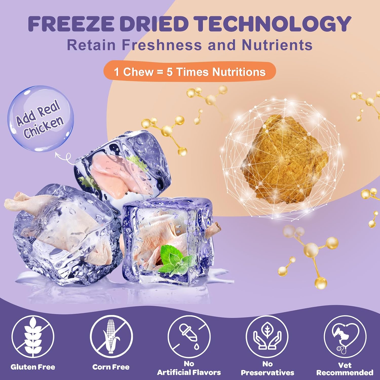 Freeze Dried Dog Probiotics with Prebiotics & Enzymes - 6 Billion CFUs for Diarrhea & Gas Relief, Skin & Immune Health - 180 Count