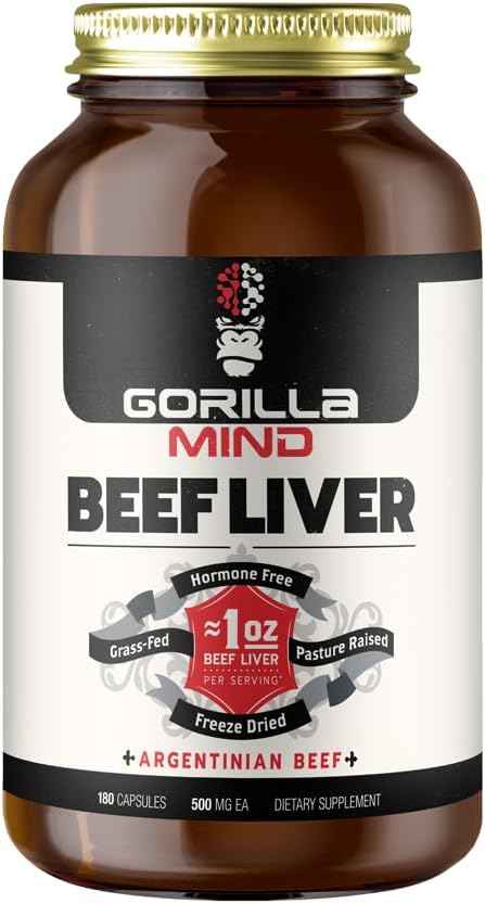 Freeze Dried Grass-Fed Argentinian Beef Liver Capsules - Hormone Free and Pasture Raised Supplement (1 Oz)