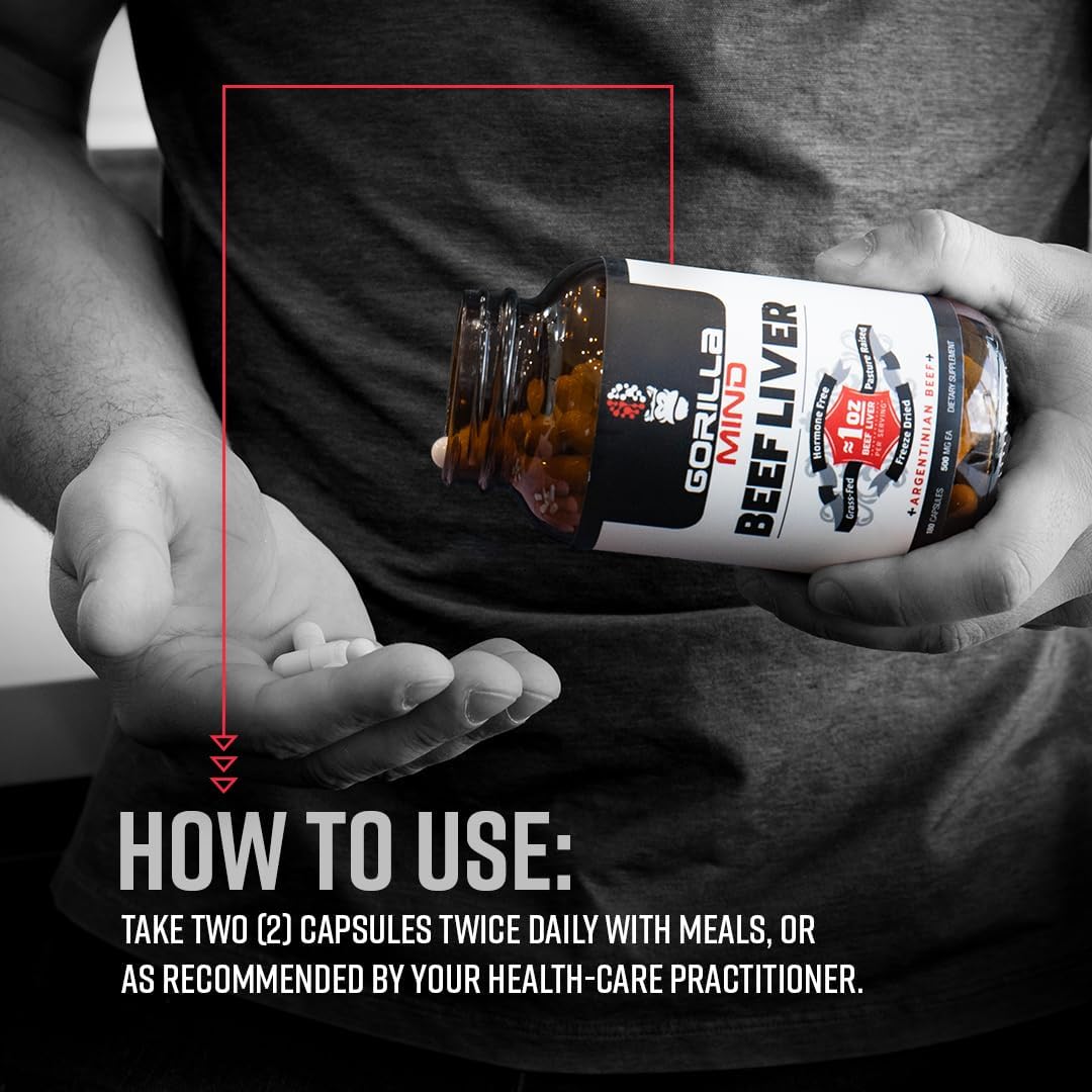 Freeze Dried Grass-Fed Argentinian Beef Liver Capsules - Hormone Free and Pasture Raised Supplement (1 Oz)