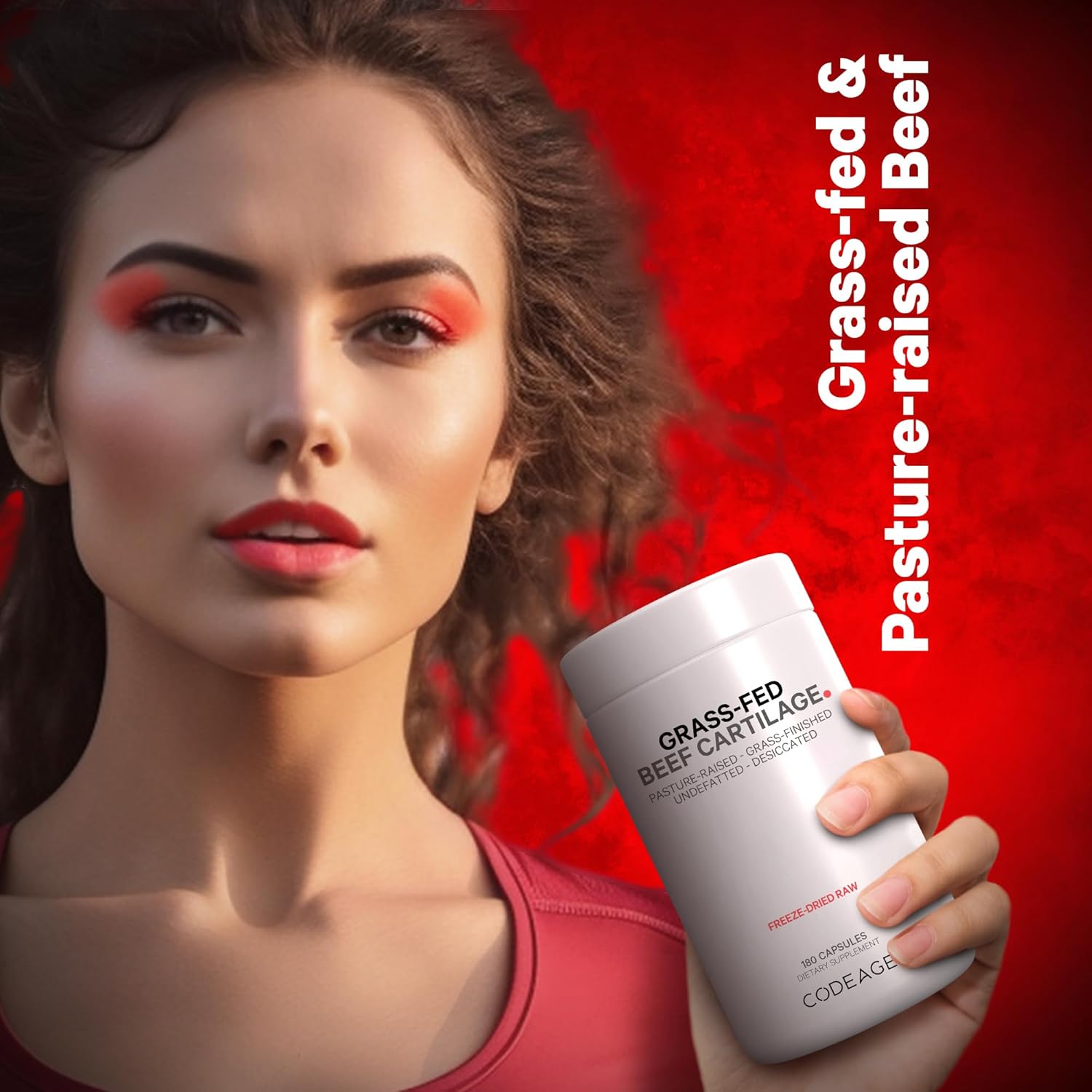 Freeze Dried Grass Fed Beef Cartilage Supplement - Non-Defatted Bovine Tracheal & Liver Pills - Pasture Raised Argentina Beef Vitamins - Non-GMO - 180 Capsules