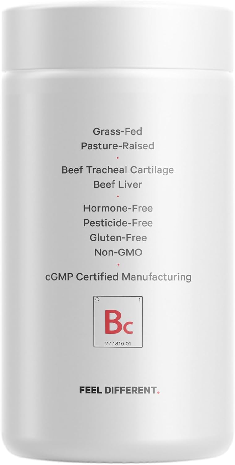 Freeze Dried Grass Fed Beef Cartilage Supplement - Non-Defatted Bovine Tracheal & Liver Pills - Pasture Raised Argentina Beef Vitamins - Non-GMO - 180 Capsules