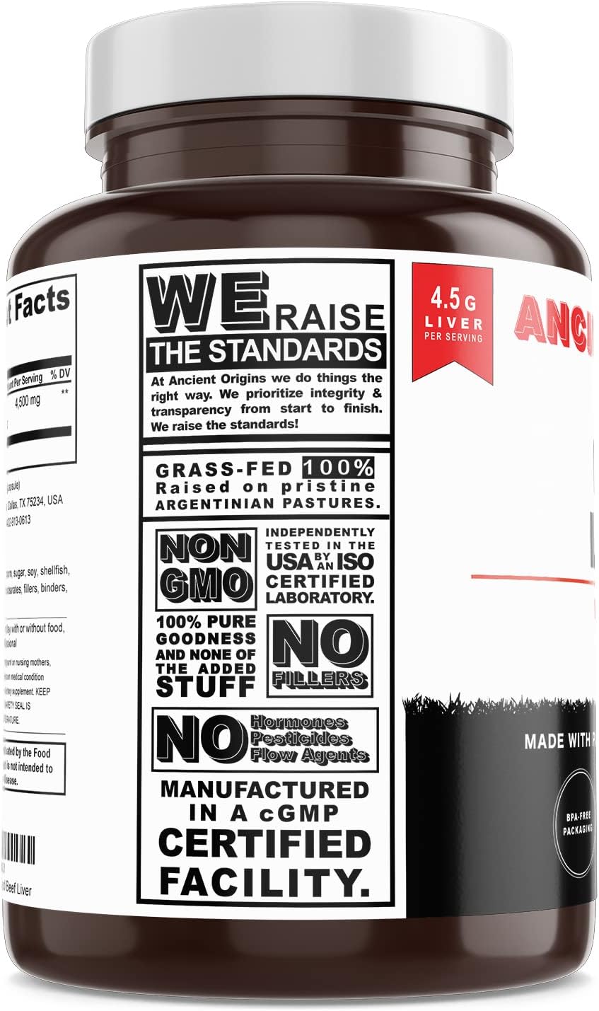 Freeze Dried Grass Fed Beef Liver Capsules for Energy, Cleansing, Digestion, Immunity - 360 Capsules