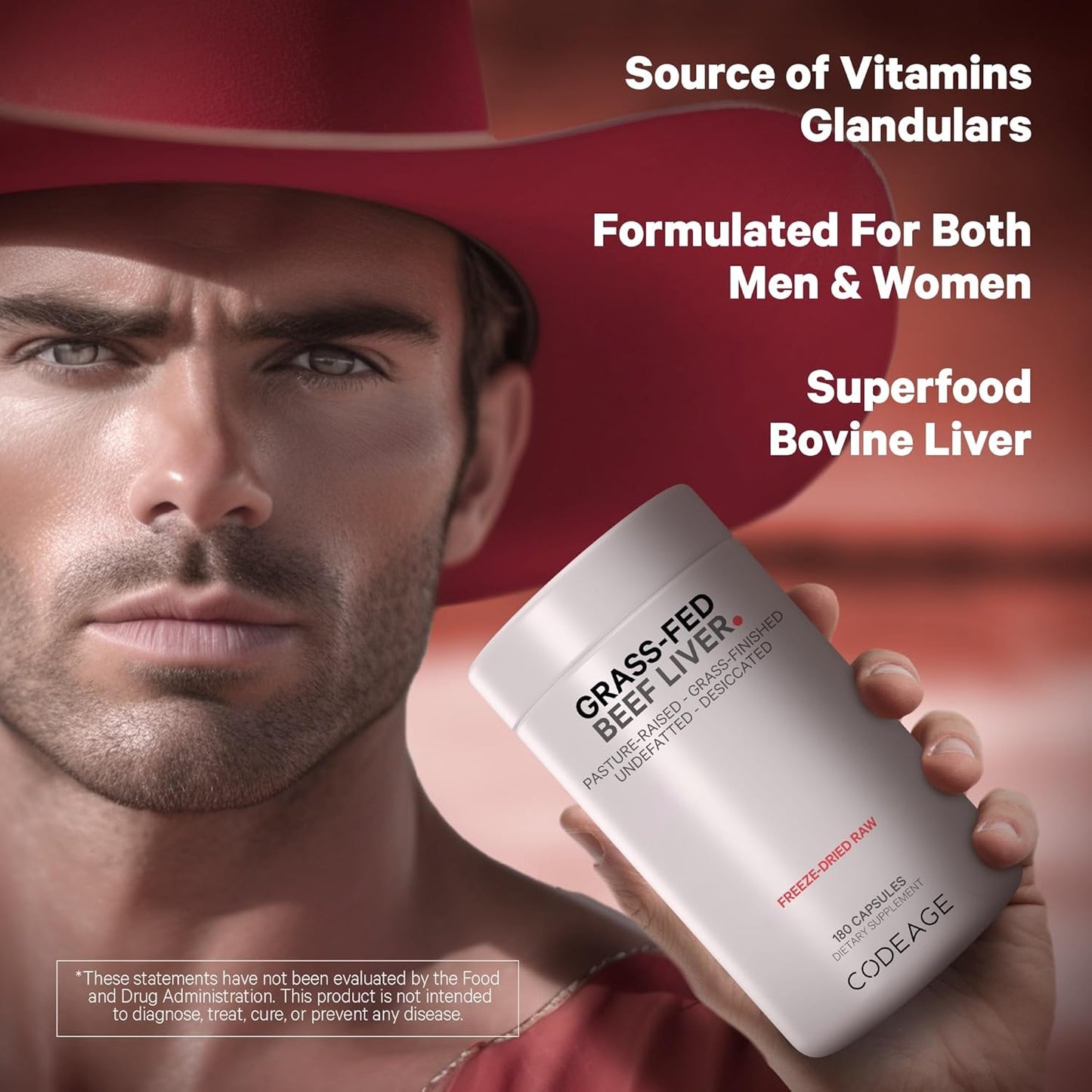 Freeze Dried Grass-Fed Beef Liver Supplement Capsules, Non-Defatted Glandular Bovine Pills, Pasture Raised Liver Vitamins, Non-GMO - 180 Count