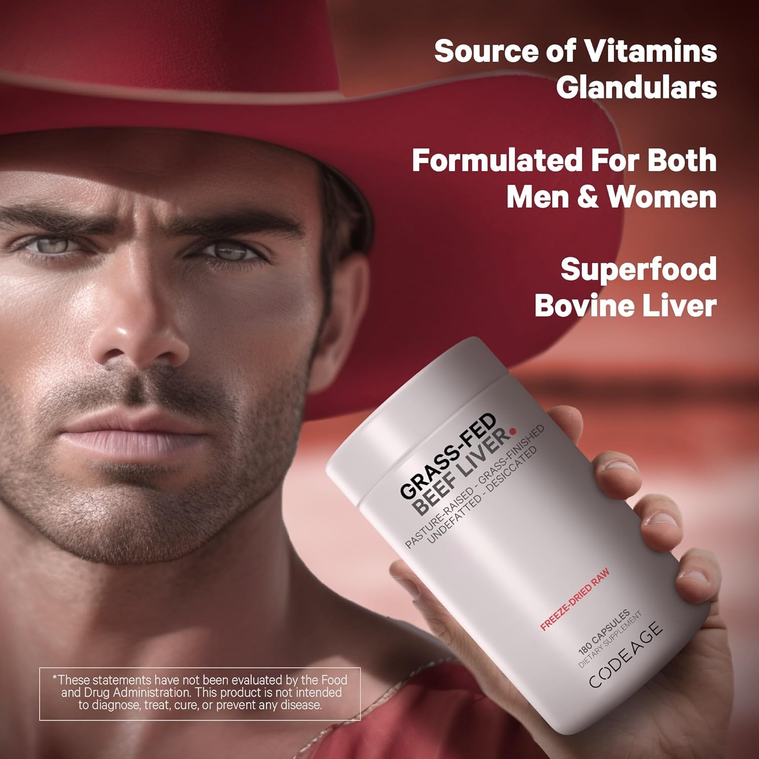 Freeze Dried Grass-Fed Beef Liver Supplement Capsules, Non-Defatted Glandular Bovine Pills, Pasture Raised Liver Vitamins, Non-GMO - 180 Count