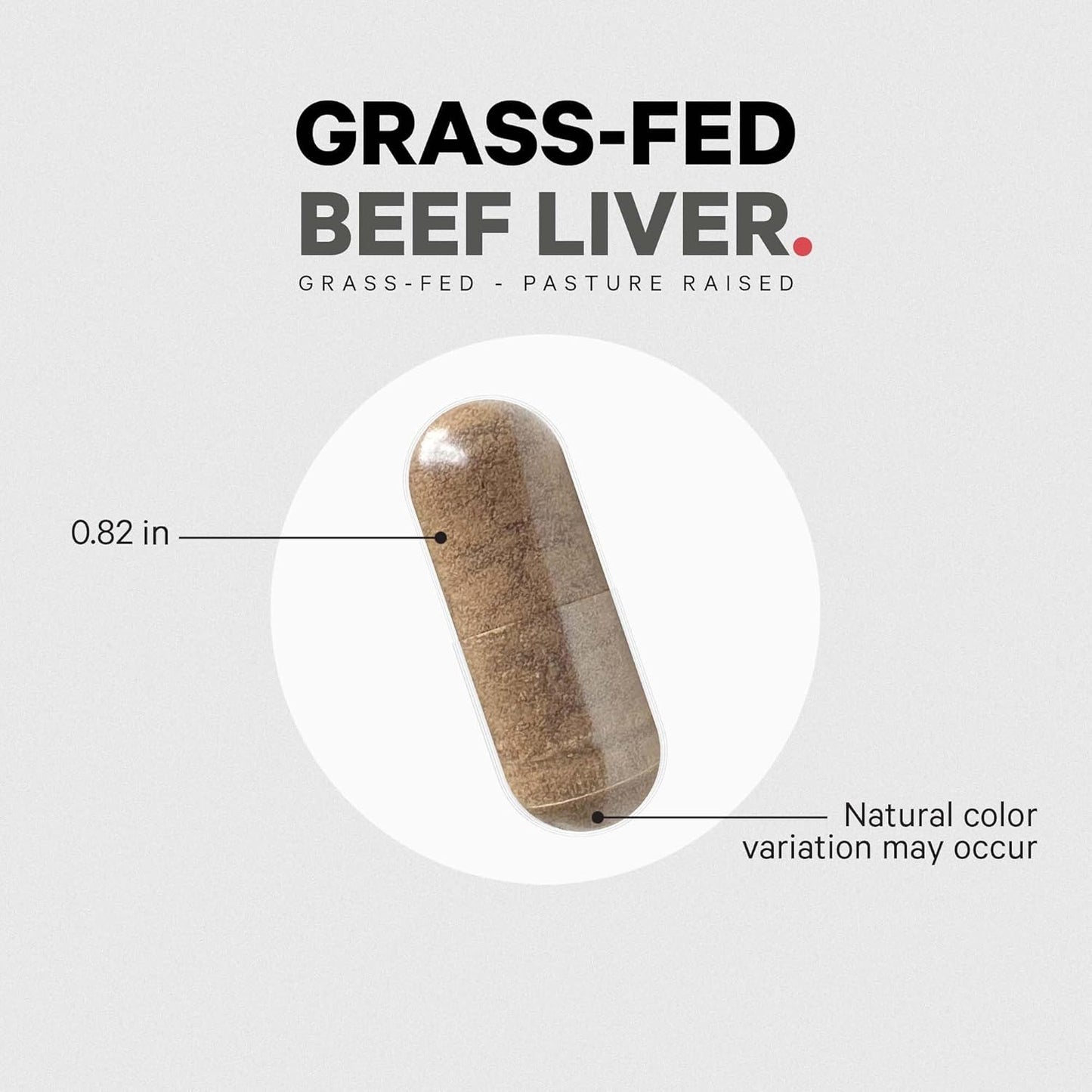 Freeze Dried Grass-Fed Beef Liver Supplement Capsules, Non-Defatted Glandular Bovine Pills, Pasture Raised Liver Vitamins, Non-GMO - 180 Count