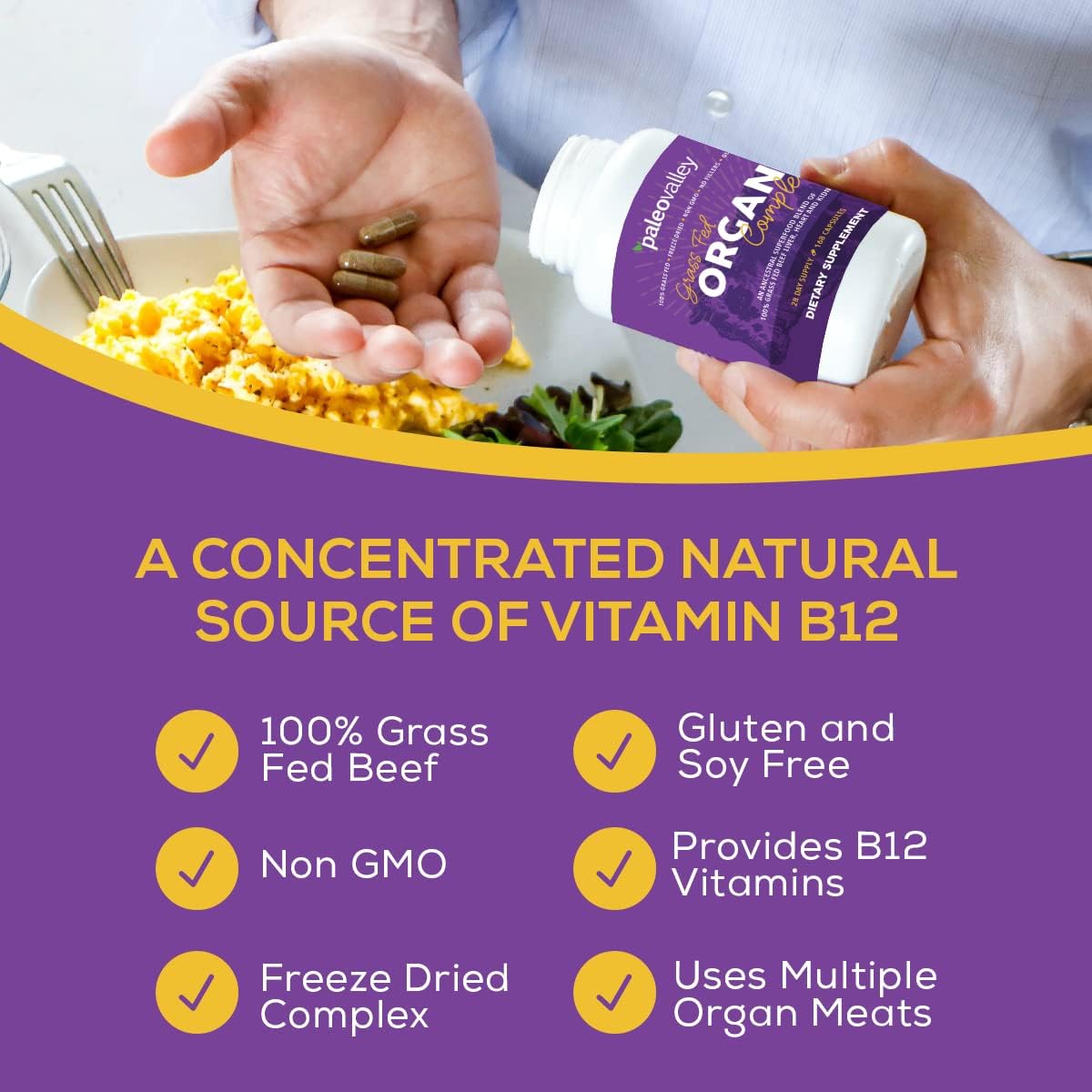 Freeze-Dried Grass-Fed Beef Organ Complex with Liver, Heart, and Kidney - 1 Bottle