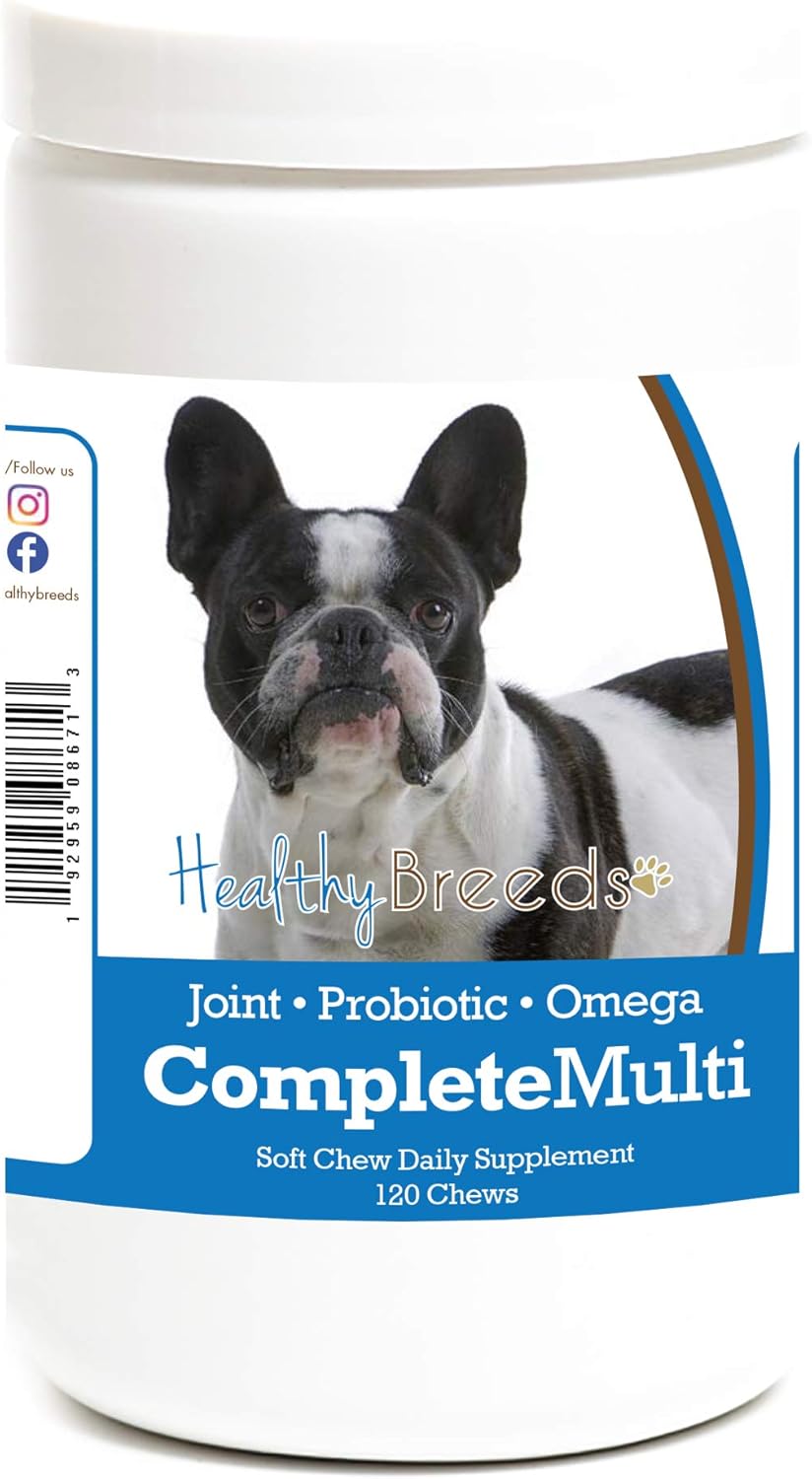 French Bulldog All in One Multivitamin Soft Chews - 120 Count, Healthy Breeds