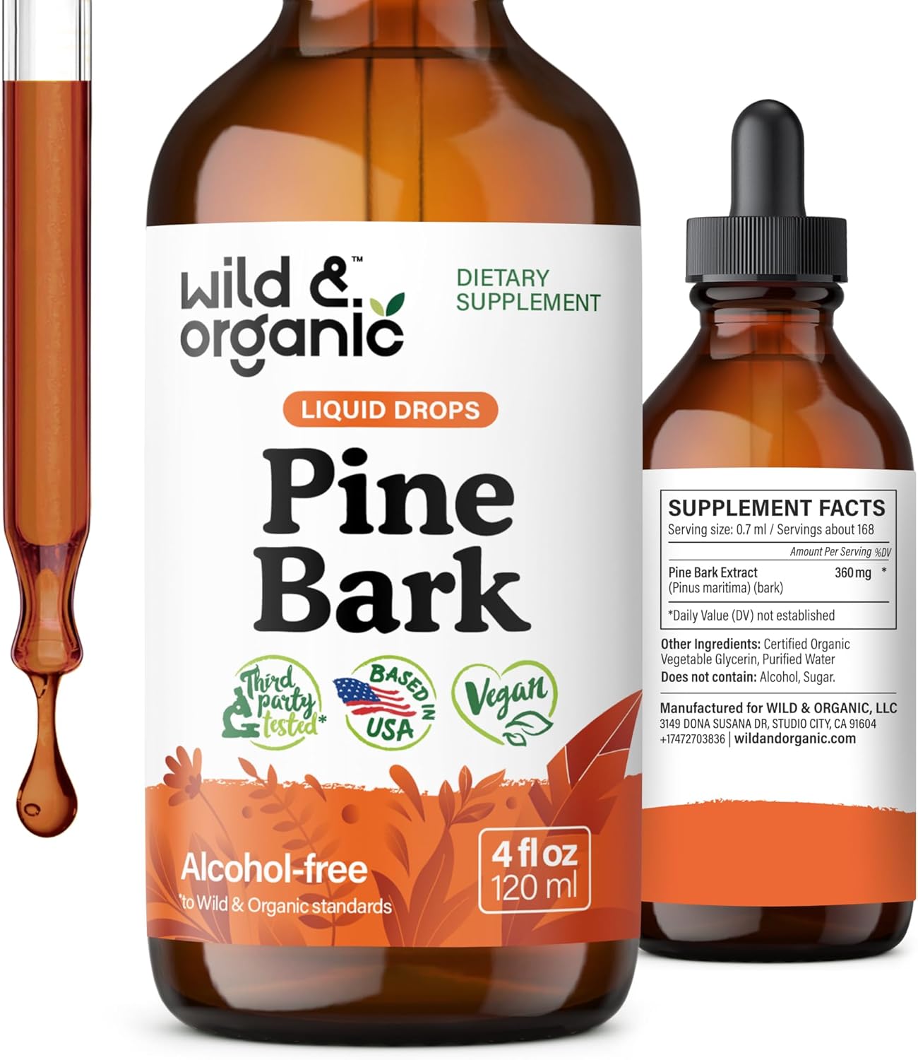 French Maritime Pine Bark Extract Drops - Antioxidant Support - 5-Month Supply - Pinus Pinaster Tincture - Vegan & Alcohol-Free - 4 fl oz