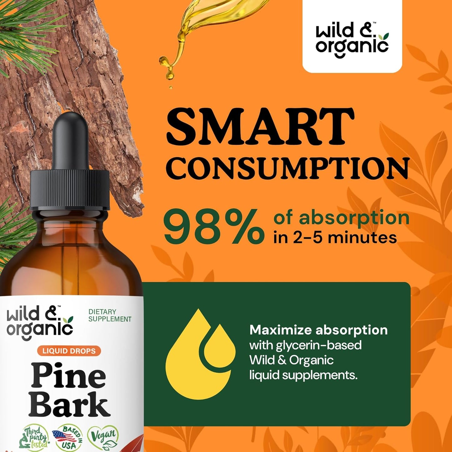 French Maritime Pine Bark Extract Drops - Antioxidant Support - 5-Month Supply - Pinus Pinaster Tincture - Vegan & Alcohol-Free - 4 fl oz