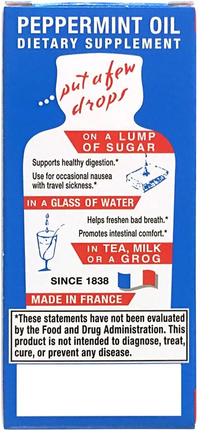 French Ricqles Peppermint Oil Dietary Supplement for Digestive Health - 1.69 fl. oz Bottle