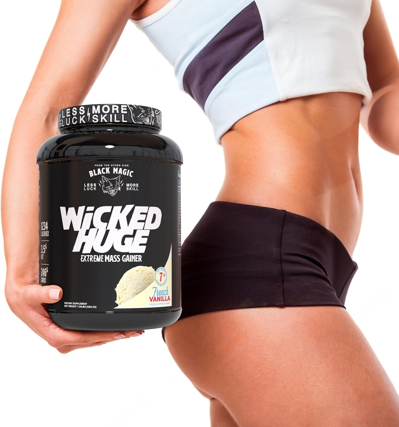 French Vanilla Mass Gainer Protein Powder Bundle for Muscle Support - 7.24 LBS Supplement with Keychain, Compatible with Black Magic Wicked Huge