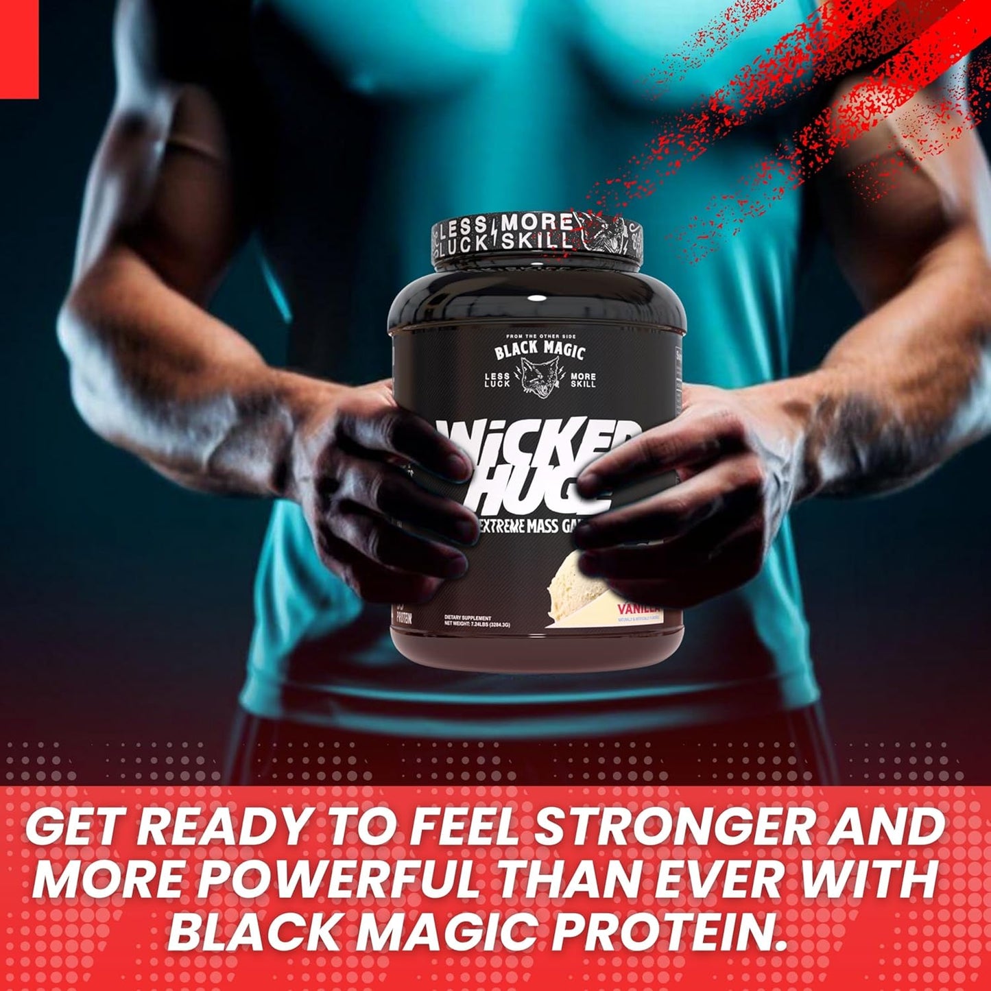 French Vanilla Mass Gainer Protein Powder Bundle for Muscle Support - 7.24 LBS Supplement with Keychain, Compatible with Black Magic Wicked Huge