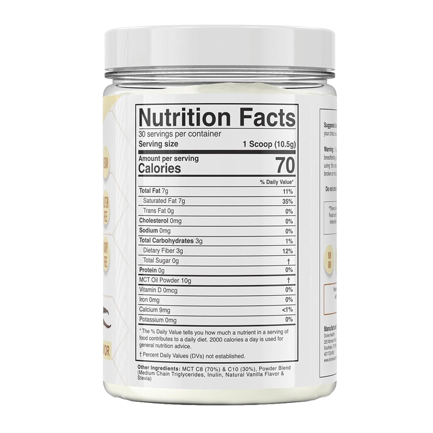 French Vanilla MCT Oil Powder for Keto Zone Diet | Dr. Colbert's Coffee Creamer with 0 Net Carbs | 30 Day Supply of 70% C8 30% C10 | 315g