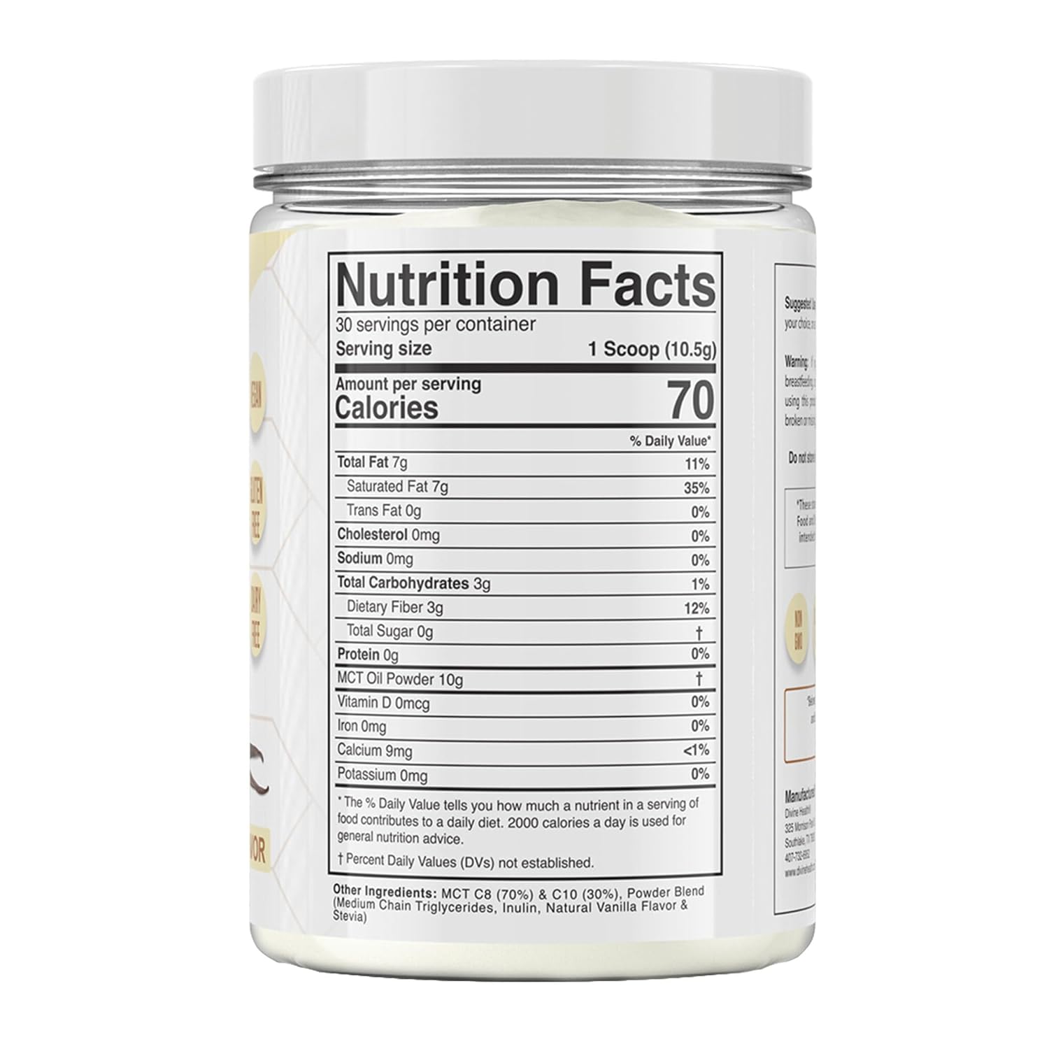 French Vanilla MCT Oil Powder for Keto Zone Diet | Dr. Colbert's Coffee Creamer with 0 Net Carbs | 30 Day Supply of 70% C8 30% C10 | 315g