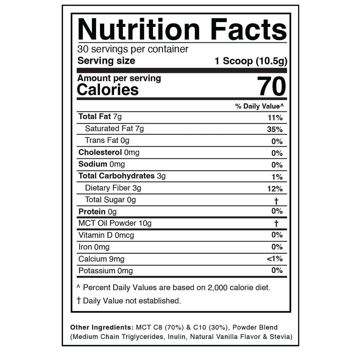 French Vanilla MCT Oil Powder for Keto Zone Diet | Dr. Colbert's Coffee Creamer with 0 Net Carbs | 30 Day Supply of 70% C8 30% C10 | 315g