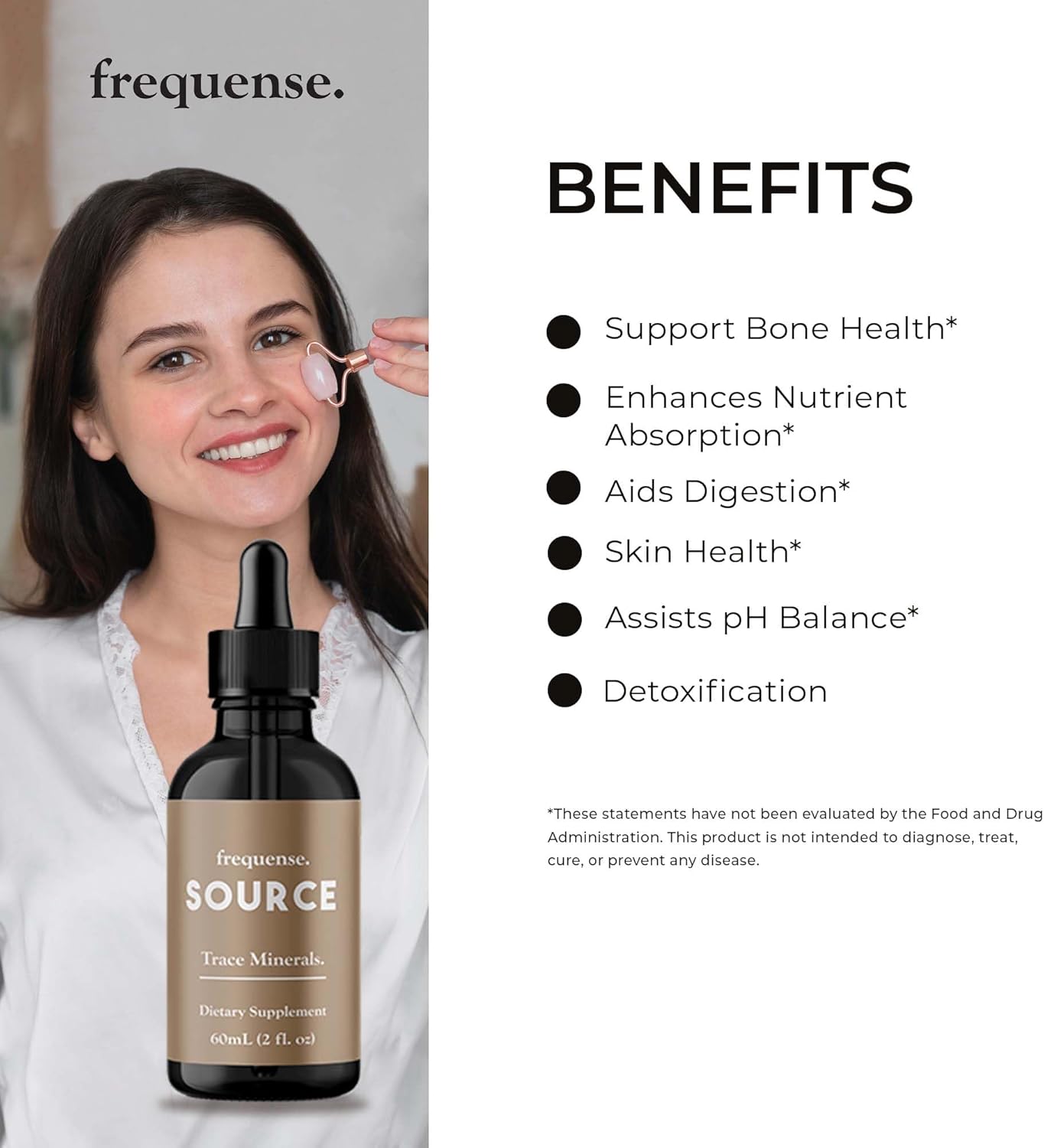 FREQUENSE Fulvic Mineral Powder 60ml - Source Trace Minerals for Bone, Nutrient Absorption, Skin, Gut & Electrolyte Support