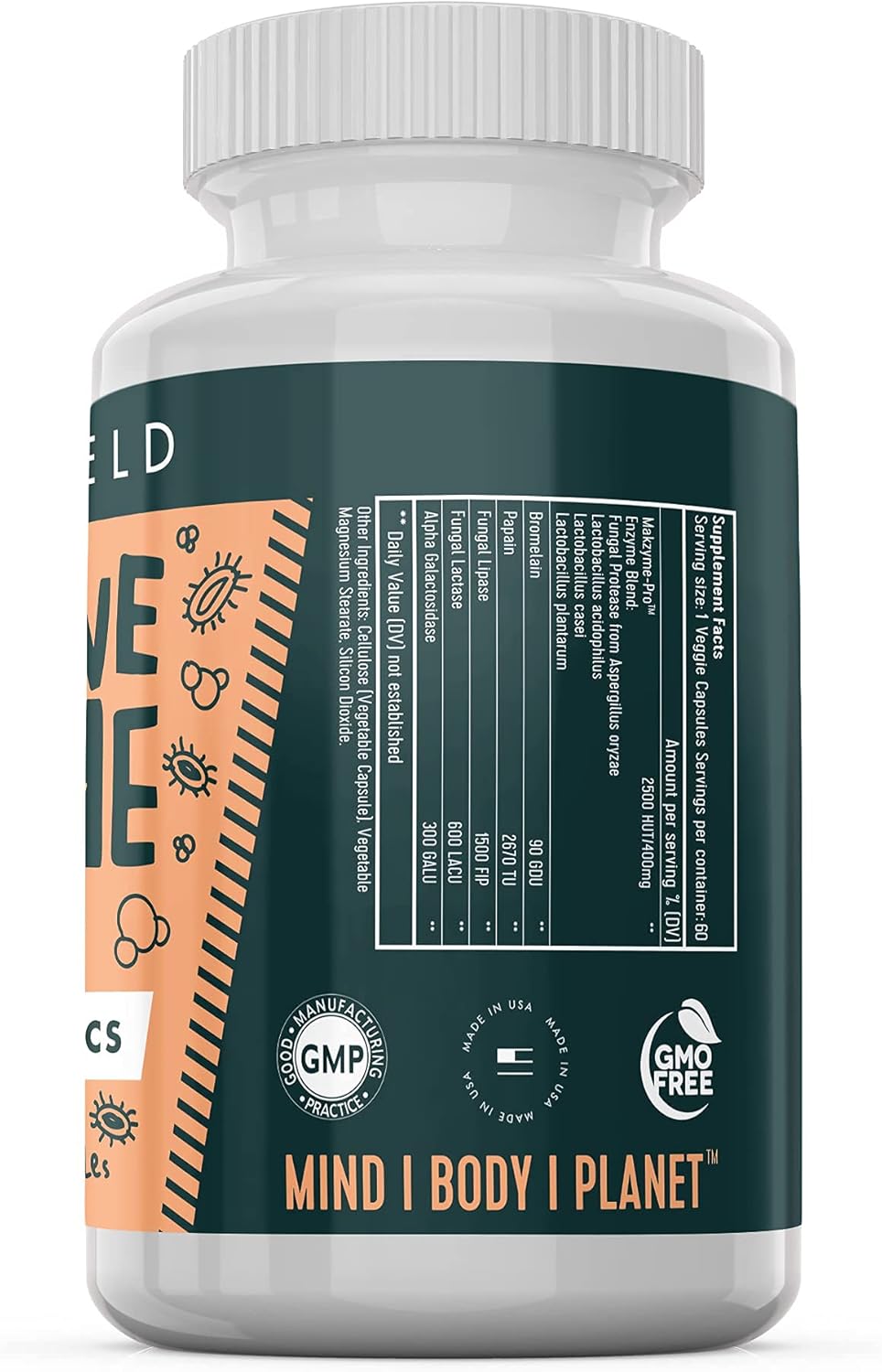 Freshfield Naturals Digestive Enzyme Pro-Blend with Probiotics - Vegan Friendly - Supports Digestive Health - 60 Veggie Capsules