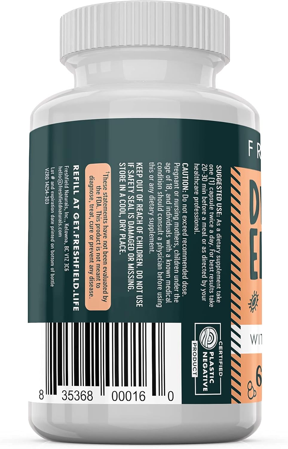 Freshfield Naturals Digestive Enzyme Pro-Blend with Probiotics - Vegan Friendly - Supports Digestive Health - 60 Veggie Capsules