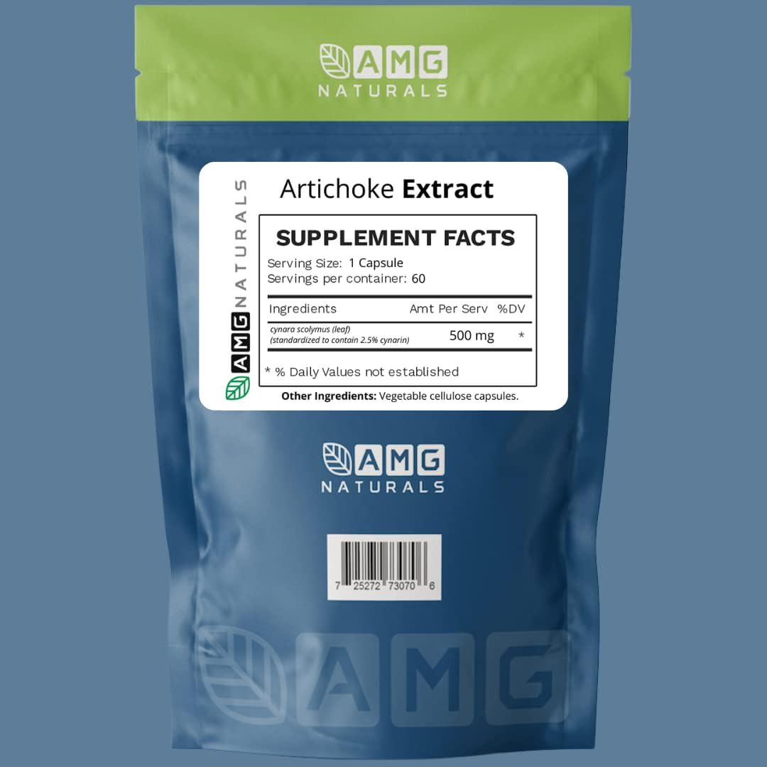 Freshness-Sealed AMG Naturals Artichoke Extract Bags - 60 Capsules for Ultimate Extracted Benefits
