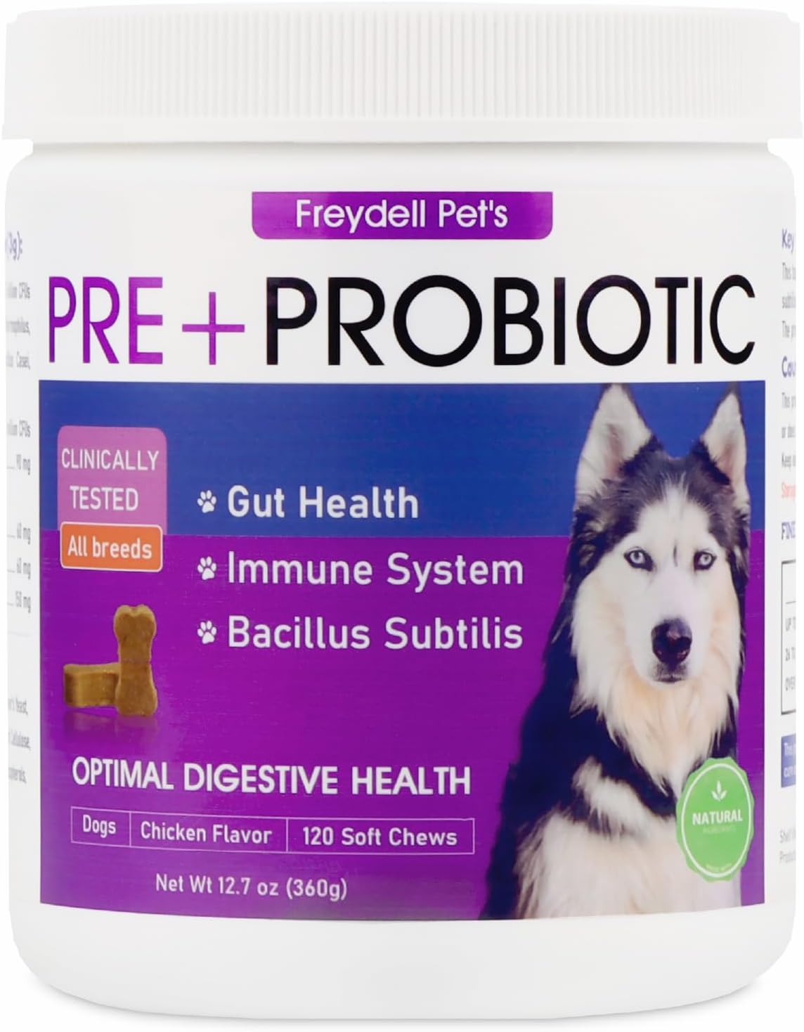 Freydell Pets Probiotics for Dogs - Relief for Upset Stomach, Diarrhea, and Yeast Infections - Fiber Supplement for Dogs of All Ages