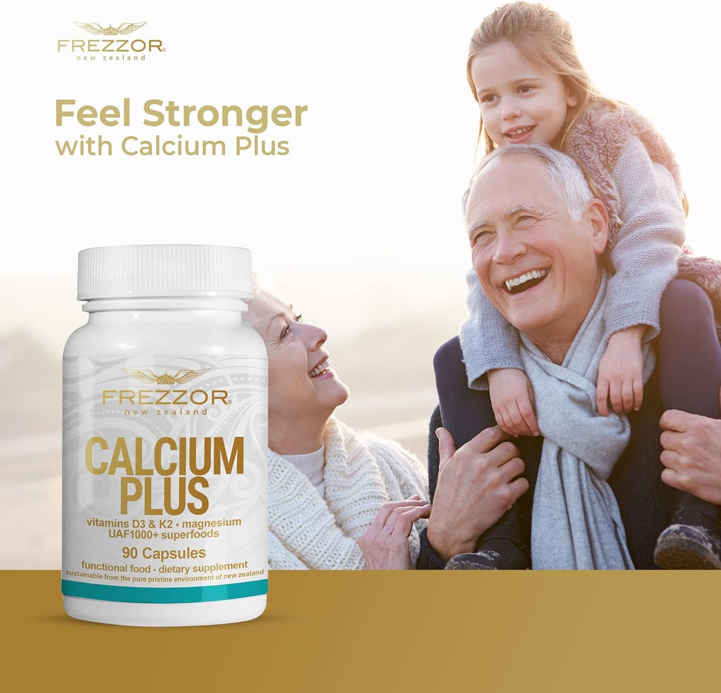 FREZZOR Calcium Plus with UAF1000+ Super Antioxidant for Bone Health & Density, Supports Weight Management, Essential Minerals, 270 caps, 3 Month Supply