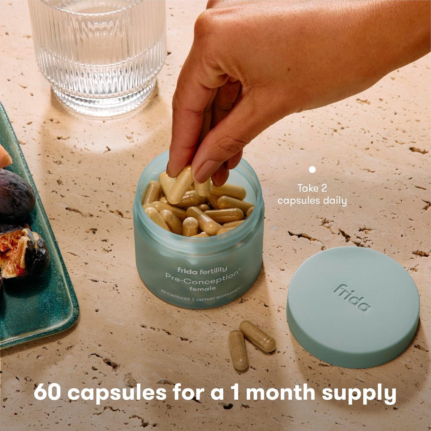 Frida Fertility Women's Pre-Conception Supplement | Daily Vitamins, Folic Acid, Inositol, CoQ10 | Supports Egg Function & Menstrual Cycle | 60 Capsules
