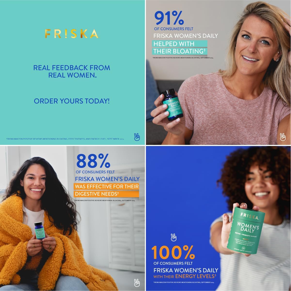 FR!SKA FRISKA Women’s Daily Digestive Enzyme & Probiotics Supplement - Natural Support for Female Digestion, Reduces Bloating, 30 Capsules