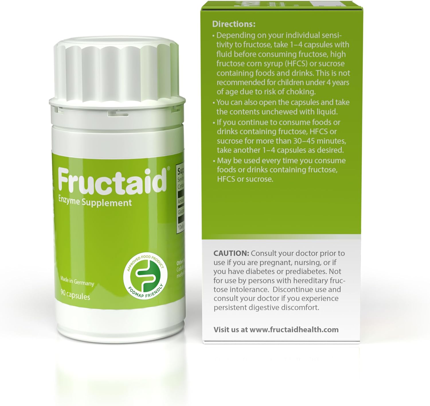 Fructaid Enzyme Supplement - 90 Capsules to Help Digest Fruits, Juices, and Sweets, Gluten-Free and Lactose-Free Dietary Supplement