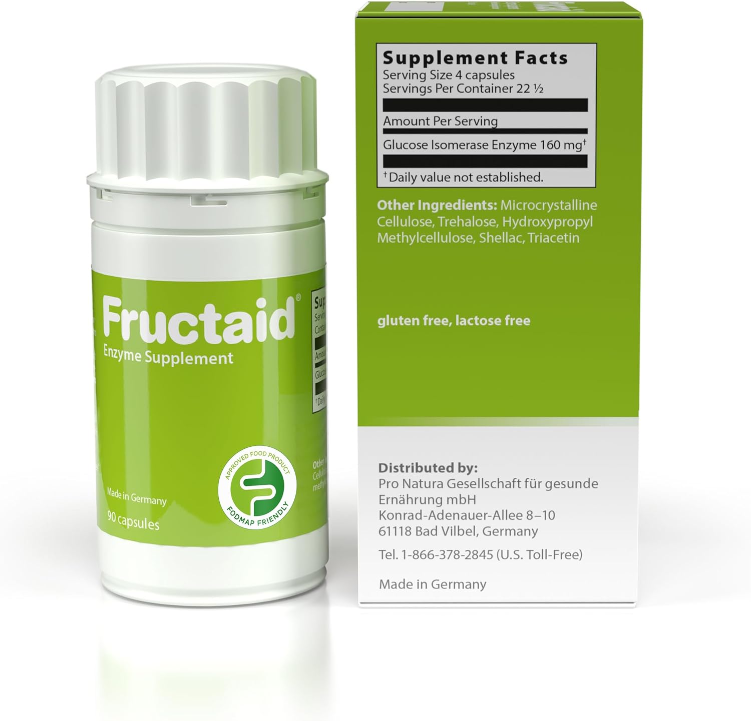 Fructaid Enzyme Supplement - 90 Capsules to Help Digest Fruits, Juices, and Sweets, Gluten-Free and Lactose-Free Dietary Supplement