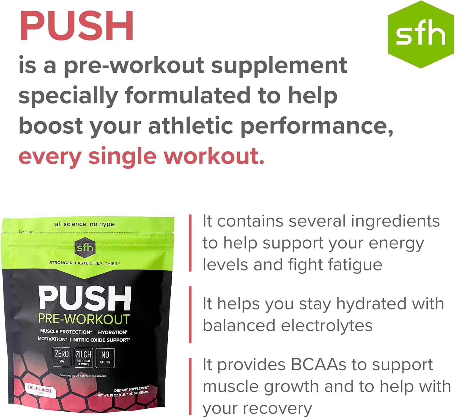 Fruit Punch BCAA Pre-Workout Powder with Electrolytes for Muscle Repair - Non-Dairy, No Artificial Ingredients -  Bag