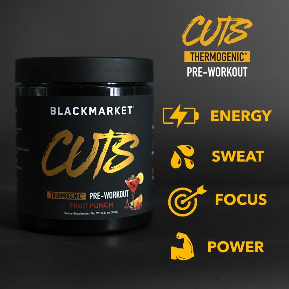 Fruit Punch Flavored Pre Workout Powdered Drink Mix for Men & Women - Boost Energy, Enhance Muscle Definition, Thermogenic Formula, No Creatine - 30 Servings