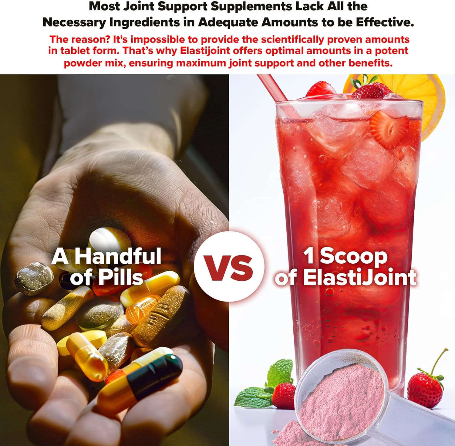 Fruit Punch Glucosamine Joint Support Powder for Men & Women - Labrada Nutrition Elastijoint with MSM, Chondroitin - Gluten-Free Health Supplement