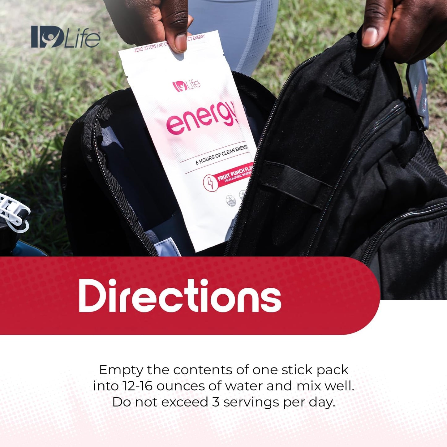 Fruit Punch IDLife Energy Powder for Sustained Energy Boost - Healthy Drink for Work, Gym, and Daily Use - No Jitters or Crash - 15 Sticks