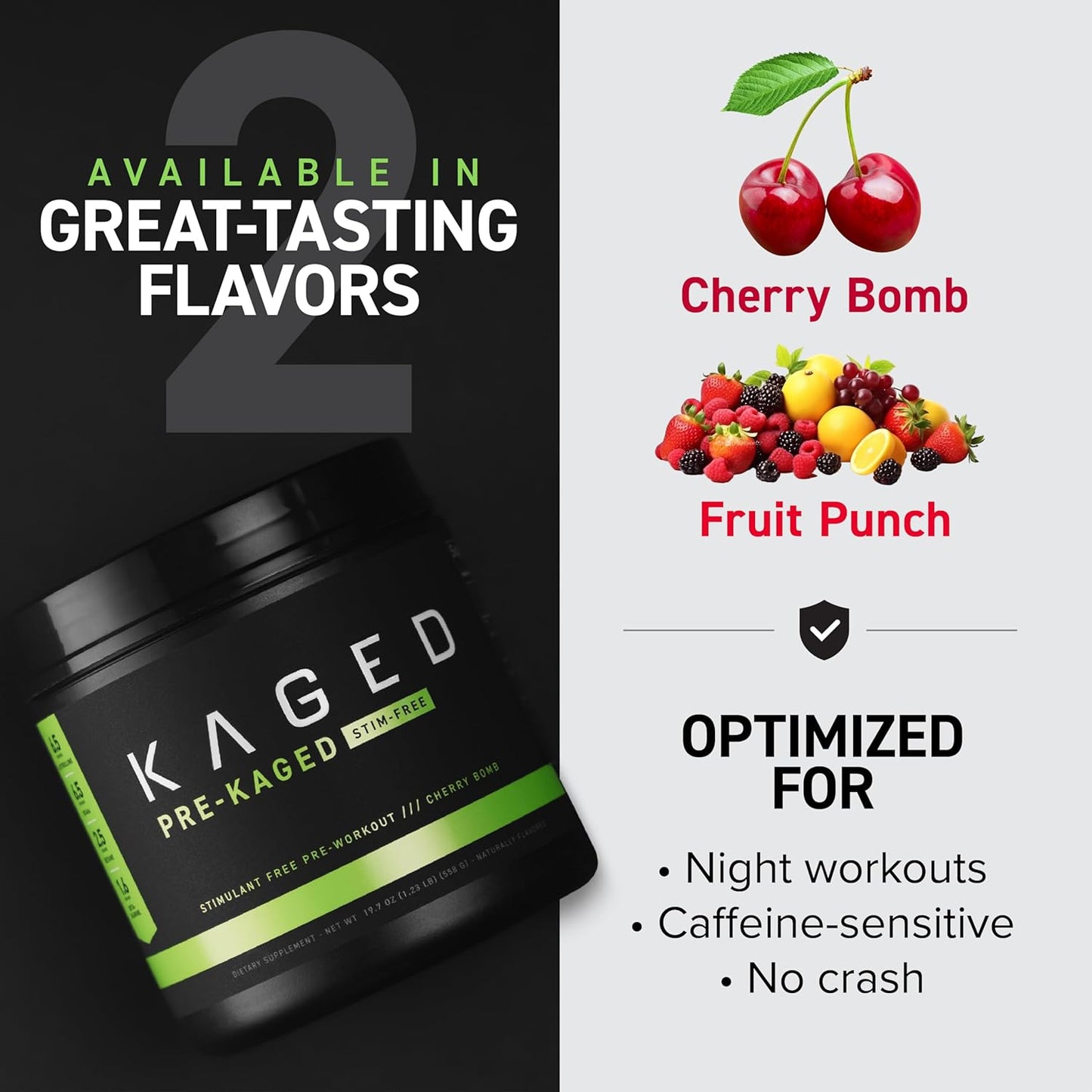 Fruit Punch Pre-Kaged Stimulant-Free Pre Workout Powder with Creatine & Beta Alanine - No Jitters - 20 Servings