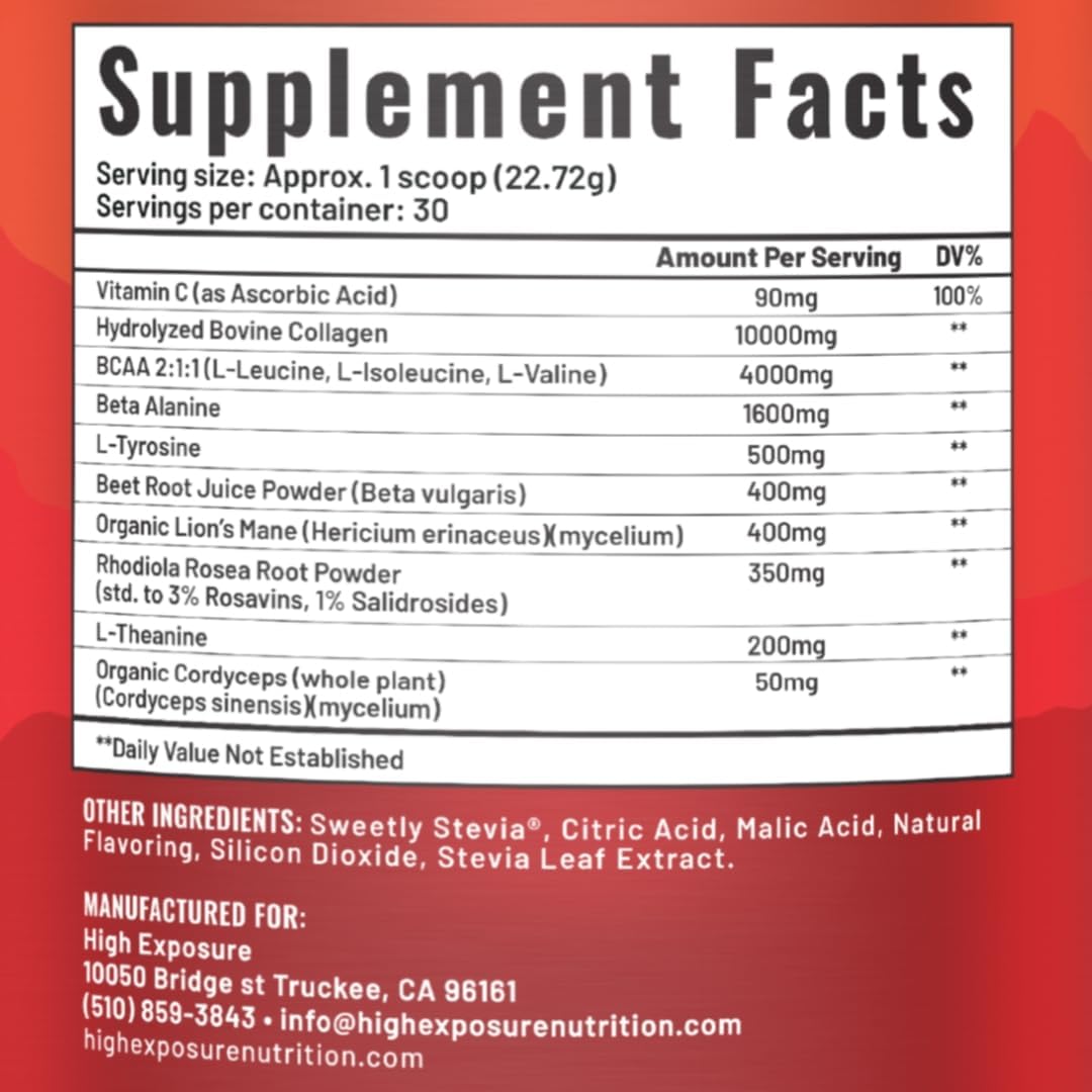 Fruit Punch Pre Workout Powder for Energy, Endurance, and Strength - Beta-Alanine, BCAAs, L-Theanine, Beetroot - Caffeine Free Option for Men and Women