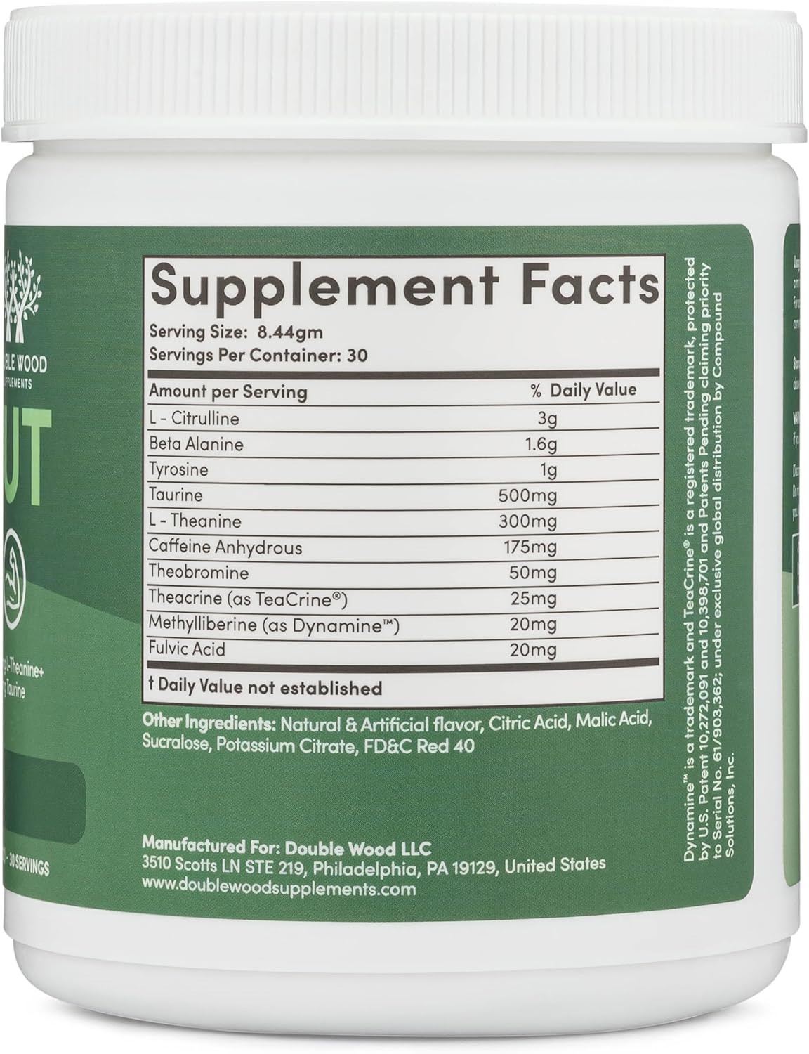 Fruit Punch Pre Workout Powder with Caffeine and Amino Acids - 30 Servings by Double Wood Supplements