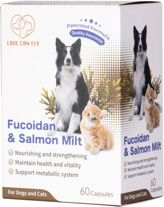 Fucoidan & Salmon Milt Immune Support Supplement for Dogs and Cats - Boost Immune System, Revitalize Health - 60 Capsules