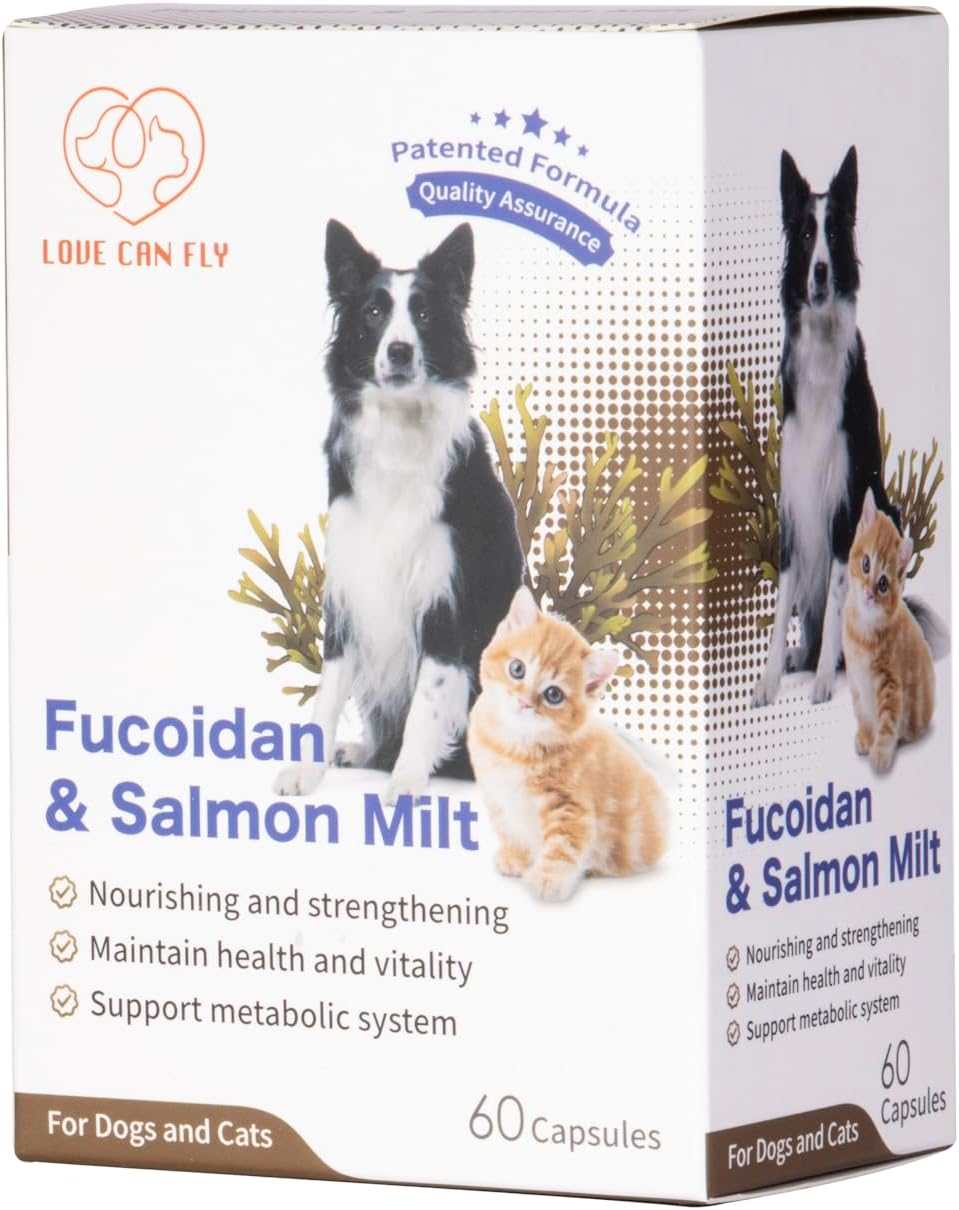 Fucoidan & Salmon Milt Immune Support Supplement for Dogs and Cats - Boost Immune System, Revitalize Health - 60 Capsules