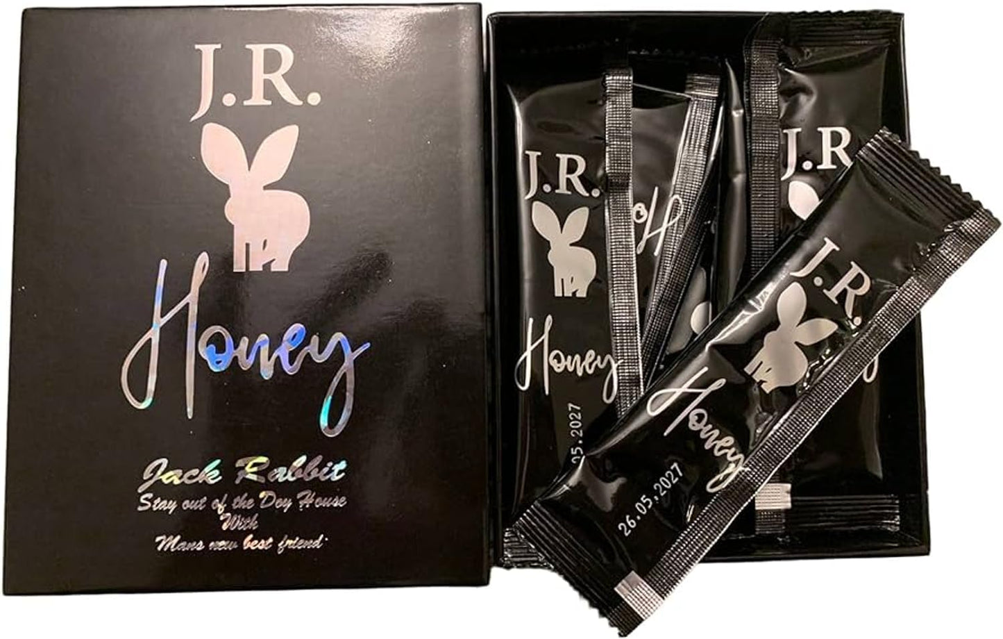 Full Box of Generic Black Jr Power-Plus Omega Ginseng Honey Sachets - 12 Sachets, 22g