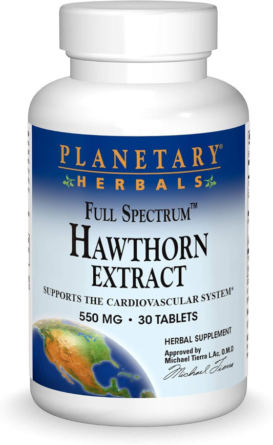 Full Spectrum Hawthorn Extract Tablets - 30 Count by Planetary Herbals